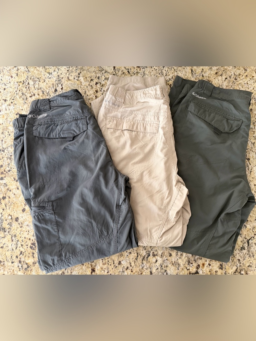 Set of Three Columbia Omni Shade PFG Cargo Pants - Gray, Khaki, & Olive
